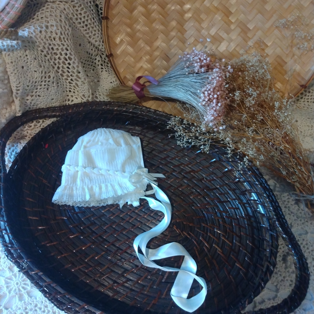 White Lace Baby Bonnet